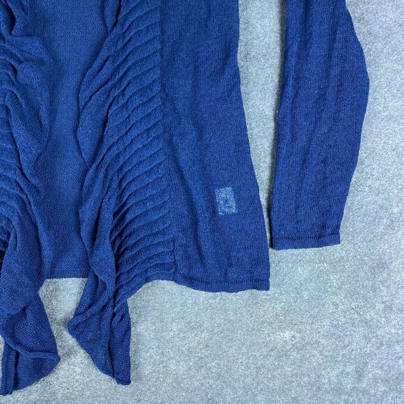 Eileen Fisher Sweater Womens Petite Large Blue Linen Blend Cardigan Long Sleeve - Picture 6 of 11